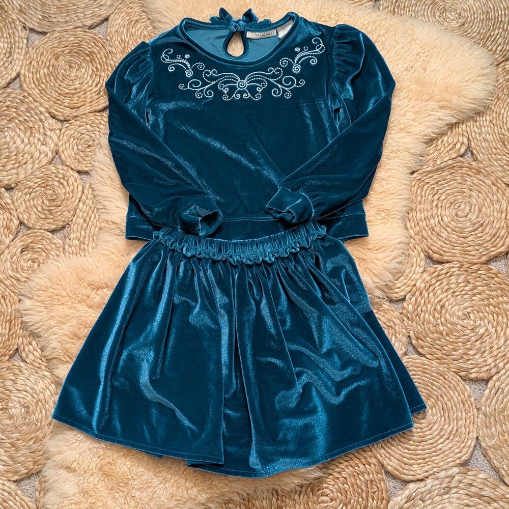 Cynthia Rowley Teal 2 piece velour set